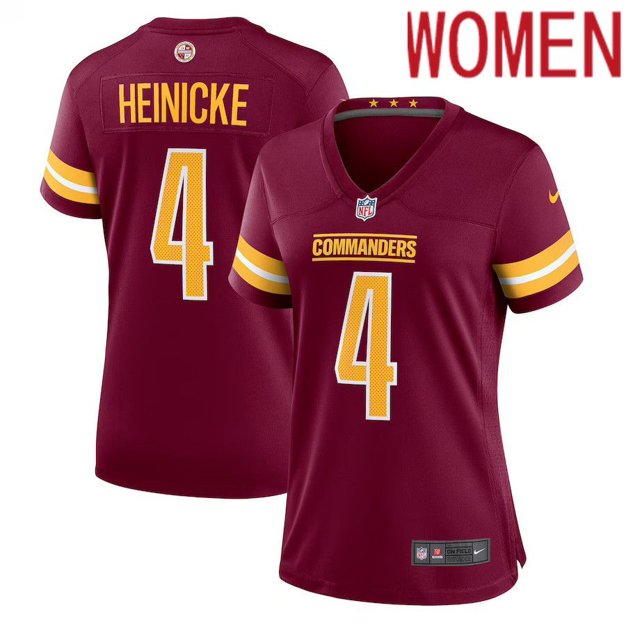 Women Washington Commanders 4 Taylor Heinicke Nike Burgundy Player Game NFL Jersey